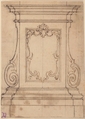 Design for a Pedestal (recto); Design for the Plan of a Monument (verso), Giovanni Battista Foggini (Italian, Florence 1652–1725 Florence), Pen and brown ink over black chalk; vertical ruling lines (recto); black chalk (verso)